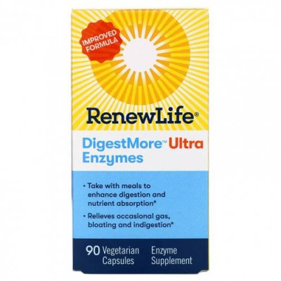 Renew Life, DigestMore Ultra Enzymes, 90 вегетарианских капсул / Пищеварительные ферменты | Аптека | V4.Ru: Маркетплейс