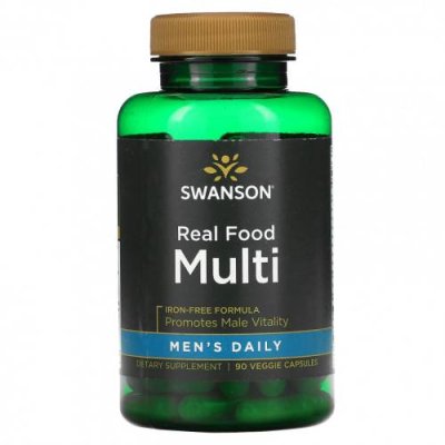 Swanson, Men's Daily, Real Food Multi, без железа, 90 растительных капсул / Мужские мультивитамины | Аптека | V4.Ru: Маркетплейс