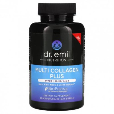 Dr Emil Nutrition, Multi Collagen Plus, типы I, II, III, V и X, 90 капсул / Коллаген, добавки | Аптека | V4.Ru: Маркетплейс