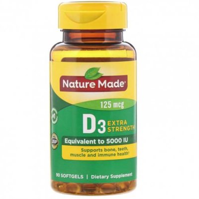 Nature Made, D3, Extra Strength, 125 мкг, 90 мягких таблеток / Витамин D | Аптека | V4.Ru: Маркетплейс