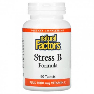 Natural Factors, Stress B Formula, плюс 1000 мг витамина C, 90 таблеток / Витамин B | Аптека | V4.Ru: Маркетплейс