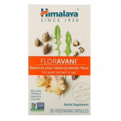 Himalaya, FlorAvani, 90 вегетарианских капсул / Средства от газообразования и вздутия | Аптека | V4.Ru: Маркетплейс