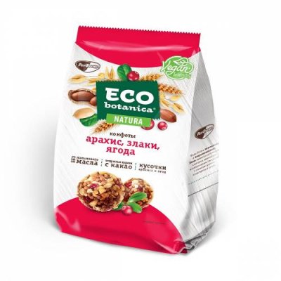 КОНФЕТЫ Eco-botanica NATURA с арахисом, злаками и клюквой Конфеты с пользой / Продукты питания | V4.Market