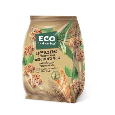 Печенье Eco Botanica с экстрактом зеленого чая и пищевыми волокнами, 200 гр. Печенье с пользой / Продукты питания | V4.Market