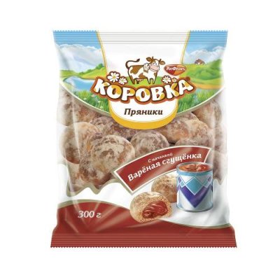 Пряники Коровка с начинкой Варёная сгущёнка, Рот Фронт, 300 гр. Пряники / Продукты питания | V4.Market