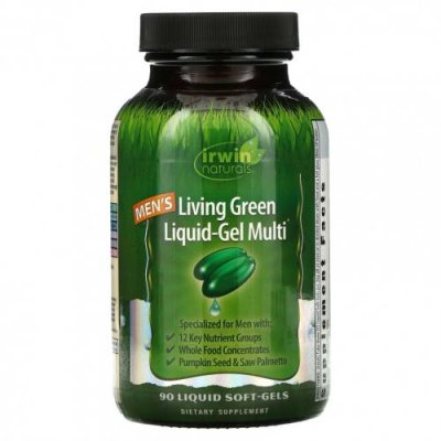 Irwin Naturals, Men's Living Green Liquid-Gel Multi, 90 мягких желатиновых капсул с жидкостью / Мужские мультивитамины | Аптека | V4.Ru: Маркетплейс