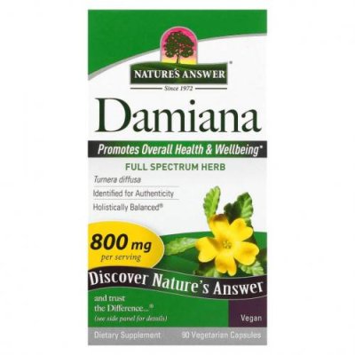 Nature's Answer, Damiana Leaf, 400 mg, 90 Vegetarian Capsule / Дамиана | Аптека | V4.Ru: Маркетплейс