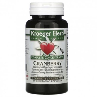 Kroeger Herb Co, Полные концентраты, клюква, 90 вегетарианских капсул / Клюква | Аптека | V4.Ru: Маркетплейс