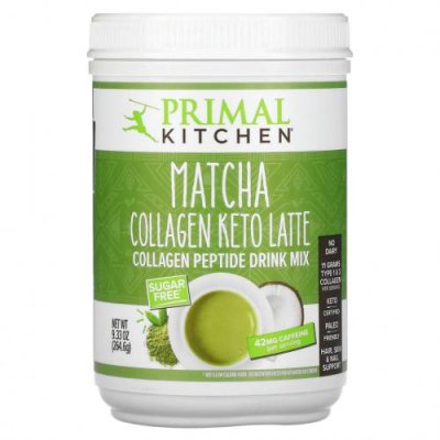 Primal Kitchen, Collagen Keto Latte, кетогенный кофе латте с коллагеном, матча, 264,6 г (9,33 унции) / Коллаген, добавки | Аптека | V4.Ru: Маркетплейс