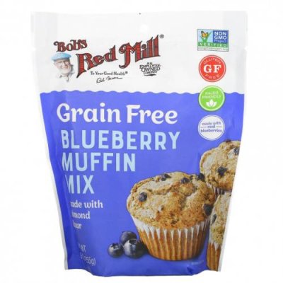 Bob's Red Mill, Grain Free, Blueberry Muffin Mix Made With Almond Flour, 9 oz (255 g) / Смесь для приготовления кексов | Аптека | V4.Ru: Маркетплейс