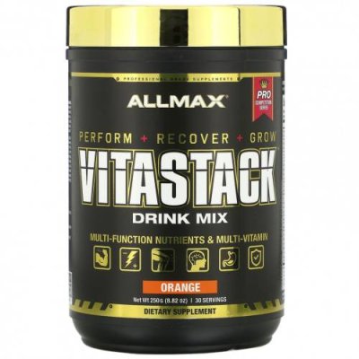 ALLMAX Nutrition, VITASTACK, смесь для приготовления напитка, апельсин, 250 г (8,82 унции) / Мультивитамины, физическая активность | Аптека | V4.Ru: Маркетплейс