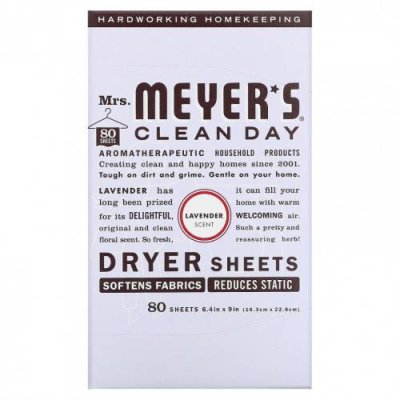 Mrs. Meyers Clean Day, Антистатические салфетки, аромат лаванды, 80 шт. / Кондиционеры для белья и средства для сушки | Аптека | V4.Ru: Маркетплейс