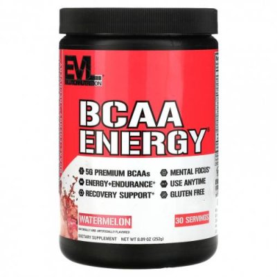 EVLution Nutrition, BCAA ENERGY, арбуз, 252 г (8,89 унции) / BCAA | Аптека | V4.Ru: Маркетплейс