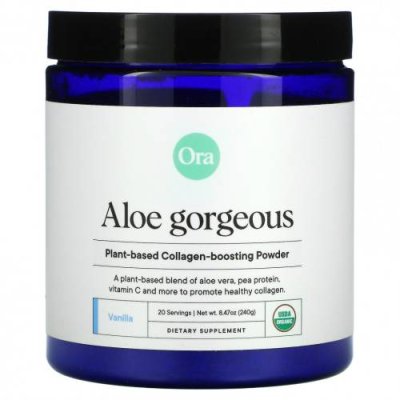 Ora, Aloe Gorgeous, Vegan Collagen-Boosting Powder Supplement, Vanilla Flavor, 8.47 oz (240 g) / Растительные смеси | Аптека | V4.Ru: Маркетплейс