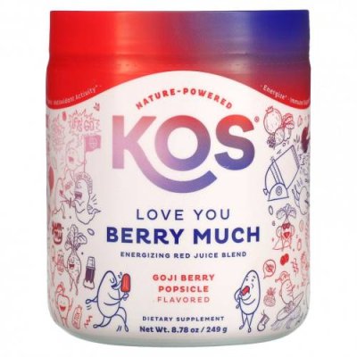 KOS, Love You Berry Much, бодрящая смесь красных соков, эскимо из ягод годжи, 249 г (8,78 унции) / Фруктовые смеси | Аптека | V4.Ru: Маркетплейс