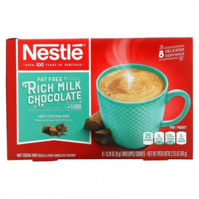 Nestle Hot Cocoa Mix, Обезжиренный, насыщенный молочный шоколад, 8 конвертов по 8 г (0,28 унции) / Горячий шоколад и какао | Аптека | V4.Ru: Маркетплейс