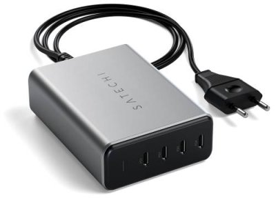 Сетевое зарядное устройство Satechi 4хUSB-C, PD, GaN, 165Вт, серый космос / Зарядные устройства | Электроника | V4.Ru: Маркетплейс