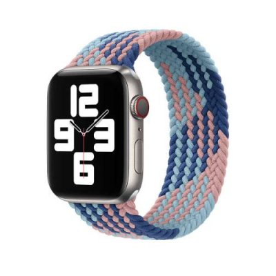 Ремешок WiWU Braided Solo Loop для Apple Watch 42/44mm S (130mm) нейлон (розовый/синий/голубой) Ремешки и браслеты для умных часов Apple / Электроника | V4.Market