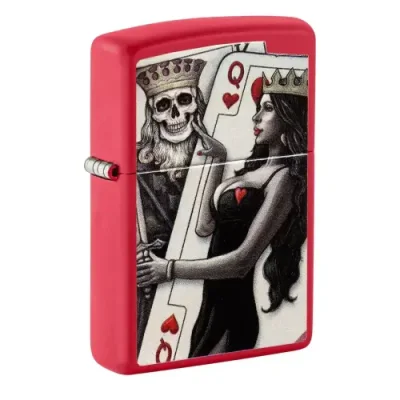 Зажигалка ZIPPO Skull King Queen Beauty с покрытием Red Matte, латунь/сталь, красная / Зажигалки с рисунками и принтами | Товары для дома | V4.Ru: Маркетплейс