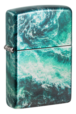 Зажигалка ZIPPO Rogue Wave с покрытием 540 Tumbled Chrome, латунь/сталь, бирюзовая / Зажигалки с рисунками и принтами | Товары для дома | V4.Ru: Маркетплейс