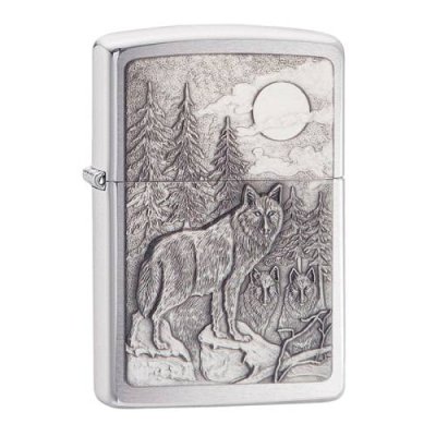 Зажигалка ZIPPO Classic Волк с покрытием Brushed Chrome / Подарочные зажигалки | Товары для дома | V4.Ru: Маркетплейс