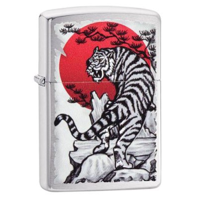 Зажигалка ZIPPO Asian Tiger с покрытием Brushed Chrome, латунь/сталь, серебристая, 36x12x56 мм / Подарочные зажигалки | Товары для дома | V4.Ru: Маркетплейс