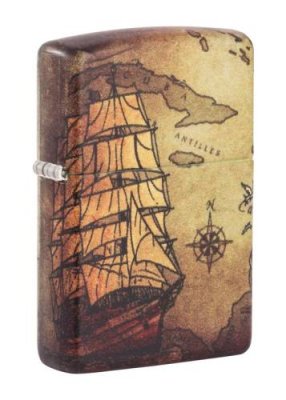 Зажигалка ZIPPO Pirate Ship Design White Matte, латунь/сталь,  38x13x57 мм / Зажигалки с рисунками и принтами | Товары для дома | V4.Ru: Маркетплейс