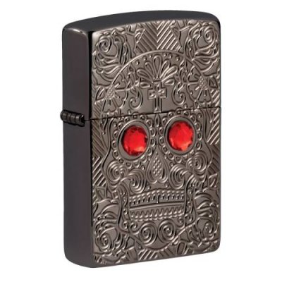 Зажигалка ZIPPO Armor Crystal Skull Design с покрытием High Polish Black Ice, латунь/сталь, чёрная, 37х13x58 мм / Зажигалки с рисунками и принтами | Товары для дома | V4.Ru: Маркетплейс