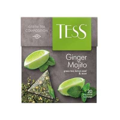 Чай зеленый Tess Ginger Mojito, с цедрой лимона и мятой, в пирамидках, 20 шт. / Чай, кофе | Продукты питания | V4.Ru: Маркетплейс