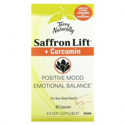 Terry Naturally, Saffron Life + куркумин`` 60 капсул Шафран / Аптека | V4.Market