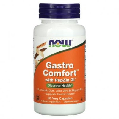 NOW Foods, Gastro Comfort с PepZin GI, 60 растительных капсул Препараты для ЖКТ / Аптека | V4.Market