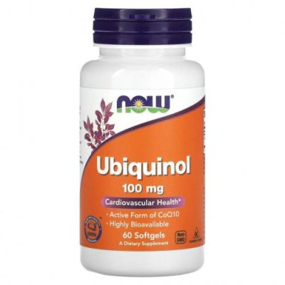 NOW Foods, Убихинол, 100 мг, 60 мягких таблеток Ubiquinol, CoQ10 / Аптека | V4.Market