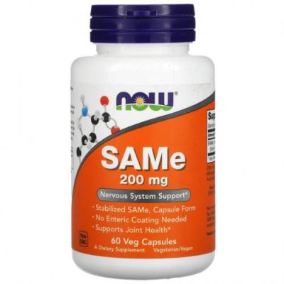 NOW Foods, SAMe, 200 мг, 60 вегетарианских капсул SAM-e, Тозилат / Аптека | V4.Market