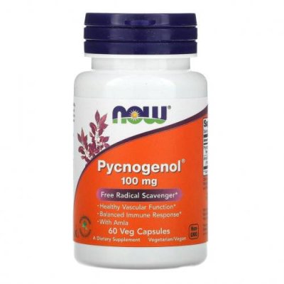 NOW Foods, Pycnogenol, 100 мг, 60 растительных капсул Пикногенол / Аптека | V4.Market