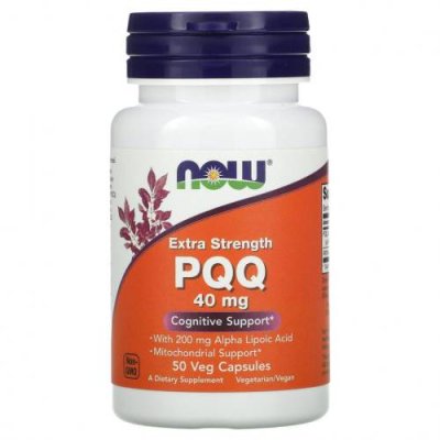 NOW Foods, PQQ усиленного действия, 40 мг, 50 растительных капсул PQQ ( пирролохинолинхинон) / Аптека | V4.Market