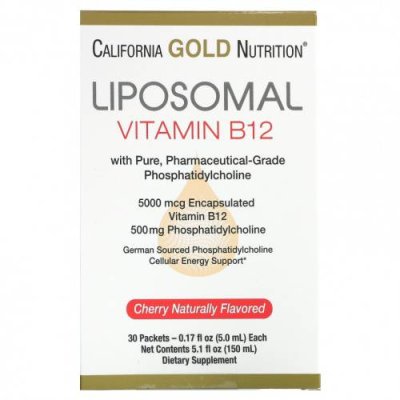 California Gold Nutrition, Липосомальный витамин B12, 30 пакетиков по 5 мл (0,17 жидк. унции) B12 / Аптека | V4.Market