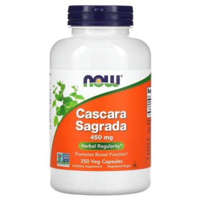 NOW Foods, Cascara Sagrada, 450 мг, 250 растительных капсул Каскара Саграда (крушина американская) / Аптека | V4.Market