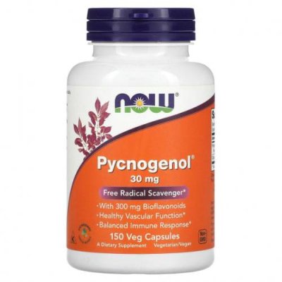 NOW Foods, Pycnogenol, пикногенол, 30 мг, 150 вегетарианских капсул Пикногенол / Аптека | V4.Market