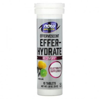 NOW Foods, Sports, Effer-Hydrate, лимон и лайм, 10 таблеток, 51 г (1,8 унции) Гидратация и электролиты / Аптека | V4.Market