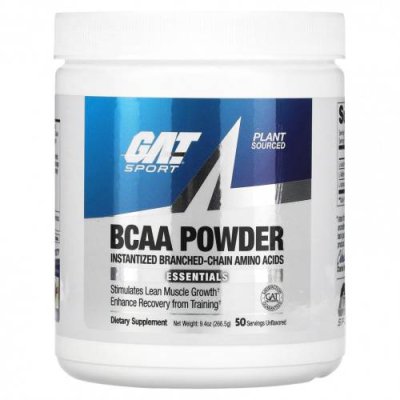 GAT, BCAA в порошке, без добавок, 266,5 г (9,4 унции) BCAA / Аптека | V4.Market