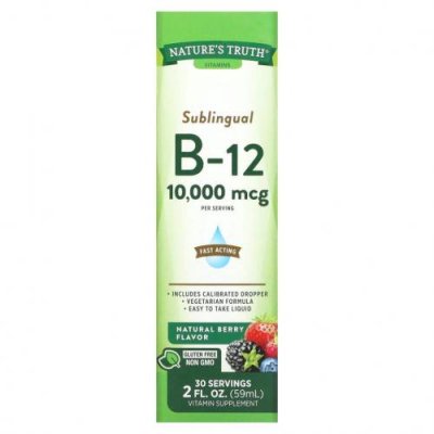 Nature's Truth, Сублингвальный витамин B12, натуральные ягоды, 10 000 мкг, 59 мл (2 жидк. Унции) B12 / Аптека | V4.Market