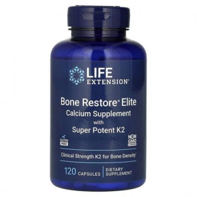 Life Extension, Bone Restore Elite, со сверхмощным витамином K2, 120 капсул Формулы для Костей / Аптека | V4.Market