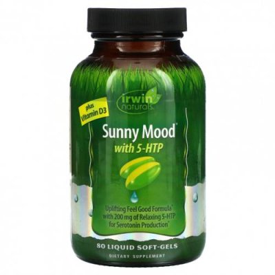 Irwin Naturals, Sunny Mood с 5-HTP и витамином D3, 80 желатиновых капсул 5-HTP (гидрокситриптофан) / Аптека | V4.Market