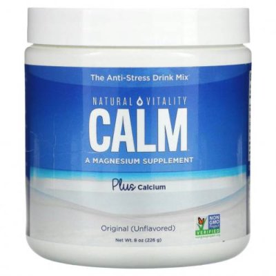 Natural Vitality, CALM Plus Calcium, антистрессовая смесь для напитков, оригинальная (без добавок), 226 г (8 унций) Магний / Аптека | V4.Market