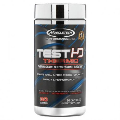 Muscletech, Performance Series, Test HD Thermo, термогенный усилитель выработки тестостерона, 90 капсул Тестостерон / Аптека | V4.Market