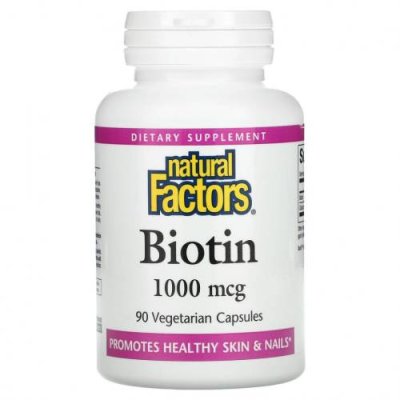 Natural Factors, Biotin, 1000 mcg, 90 Vegetarian Capsules Биотин / Аптека | V4.Market