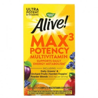 Nature's Way, Alive! Max3 Potency, мультивитамины, 90 таблеток Мультивитамины / Аптека | V4.Market