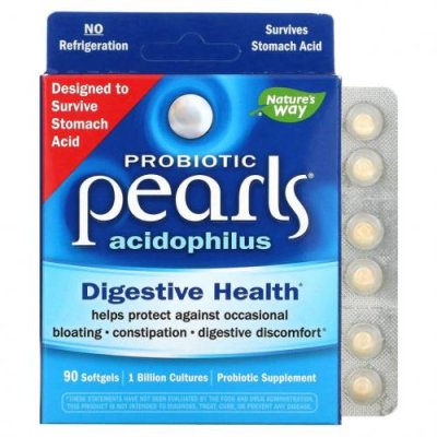 Nature's Way, Probiotic Pearls Acidophilus, 90 мягких желатиновых капсул Пробиотики / Аптека | V4.Market