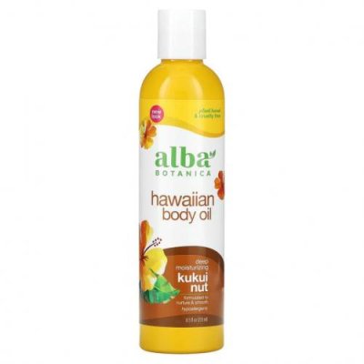 Alba Botanica, Гавайское масло для тела, Орех кукуй, 8,5 жид. унций (251 мл) Смеси масел для тела и массажа / Аптека | V4.Market