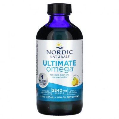 Nordic Naturals, Ultimate Omega, со вкусом лимона, 2840 мг, 8 жидких унций (237 мл) Рыбий жир омега-3 / Аптека | V4.Market